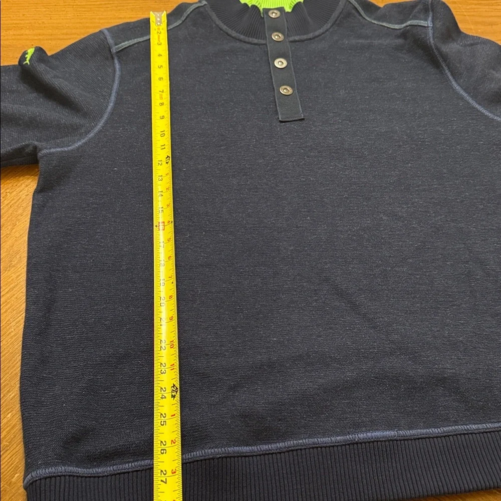 Seattle Seahawks Tommy Bahama NFL Mock Neck Henley Pullover XL Blue 100% Cotton